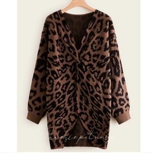 NWT Leopard Front Twist Sweater